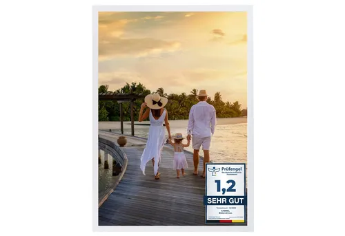 CABBEL 1x Bilderrahmen 50x70 cm Weiß Rahmen 1-Pack | Dokumentenrahmen, Collage, Poster | MDF Holz-Posterrahmen Acrylglas | Picture Frame, Puzzlerahmen, Bilder, Fotorahmen zum Aufhängen