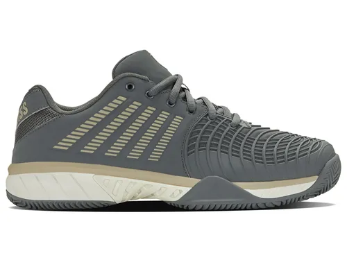 KSwiss Tennisschuhe Express Light 3 Clay/Sandplatz 2026 in Grau/Palekhaki für Herren, Größe 45 (11,5) - Hochwertige Tennisschuhe mit robuster HB-Sohle, ideal für Asche- und Kunstrasenplätze. Das moderne Design kombiniert mit maximalem Grip sorgt für optimale Performance auf dem Platz.