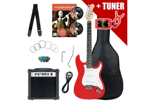 Rocktile E-Gitarre ST-Pack Komplettset - Ideal für angehende Gitarren-Stars! - E-Gitarren Komplettset mit 10 Watt Verstärker, Stimmgerät und Gitarrenschule für den perfekten Einstieg in die Gitarrenwelt. Erstaunliche Qualität und Soundvielfalt für kreative Musiker!