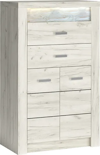 Lomadox Kommode INGENIO-161, modernes Hochkommode Sideboard in Weiß