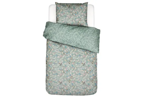 Essenza Bettwäsche Aleste, Grün, 135x200 cm - Luxuriöse Satin-Bettwäsche (135x200 cm) von Essenza in Grün, GOTS-zertifiziert, atmungsaktiv und feuchtigkeitsregulierend – ideal für ein stilvolles und komfortables Schlafambiente.