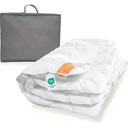 Extra warme Klimafaser Duo Bettdecke 155x220 cm - Weiß - Die extra warme Klimafaser Duo Bettdecke 155 x 220 cm bietet kuschelige Wärme für kalte Nächte. Mit antiallergischer Füllung und weichem Microfaser-Bezug ist sie ideal für ein angenehmes Schlafklima. In praktischer Aufbewahrungstasche.