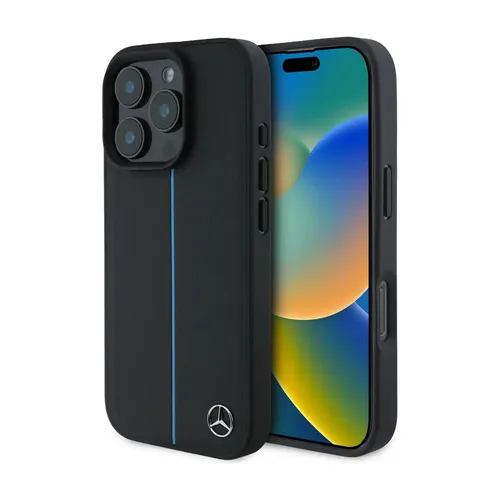 Handyhülle Case iPhone 16 Pro Max MagSafe - Mercedes Echtleder schwarz blau - Taschen & Schutzhüllen, MagSafe-kompatible Echtleder-Hülle mit elegantem Design und 2 Jahren Garantie, perfekt für dein iPhone 16 Pro Max.