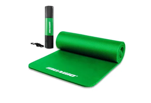 Muawo Fitnessmatte - Extra dicke 15 mm Yogamatte mit Tragegurt - Sportmatte mit hervorragender Elastizität, rutschfest und wasserundurchlässig, ideal für sicheres Training und Gelenkschutz.