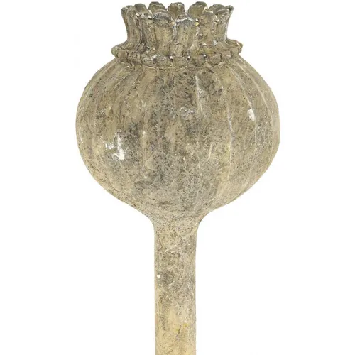Kunststein Deko Mohnblume Antik Stil Braun Ø11cm x 30cm Grabdeko Tischdeko