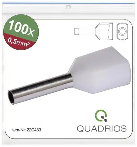 Quadrios 22C433 Zwillings-Aderendhülse 0.5mm² Teilisoliert Weiß 1 Set