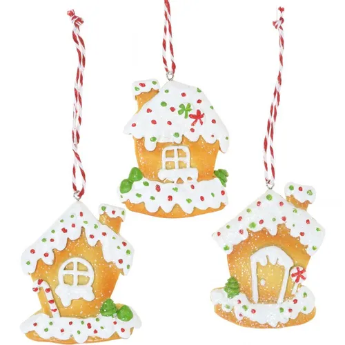 Knusperhäuschen Weihnachtsdeko Lebkuchen Anhänger Christbaumschmuck 9cm 3er