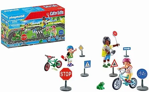 PLAYMOBIL City Life 71332 Fahrradparcours - Verkehrserziehung für Kinder ab 4 Jahren, fördert Kreativität und motorische Fähigkeiten mit 34 Teilen