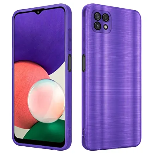 Cadorabo Hülle kompatibel mit Samsung Galaxy A22 5G Schutzhülle TPU Silikon Case Brushed Design mit Kameraschutz Slim Kratzfest Weiche Gummi mit Rundumschutz Case Hülle für Galaxy A22 5G in Lila
