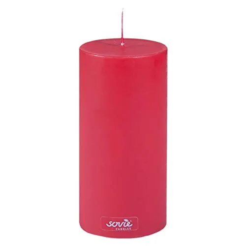 Sovie CANDLES Stumpenkerze ROT, Ø 70mm x 150mm, ca. 82 Stunden Brenndauer, elegante Blockkerze, Flachkopfkerze und Dekokerze für festliche, romantische und stilvolle Momente