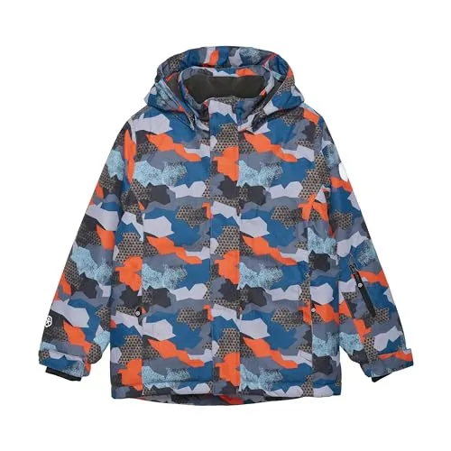 Color Kids Boys Ski Jacket Aop Bunt - Robuste wasserdichte Skijacke für Jungen, Größe 128 - Funktionsjacken für aktive Kinder, atmungsaktiv und wasserdicht mit geprüften 10.000 mm Wassersäulendruck. Ideal für kalte und nasse Tage im Schnee.