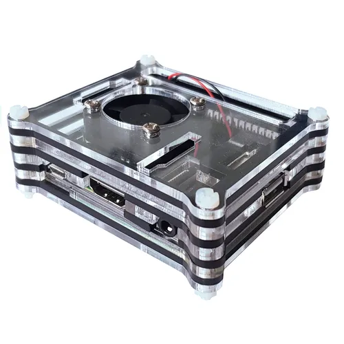 Gehäuse für Raspberry Pi 3  mit Lüfter, stackable, transparent/schwarz