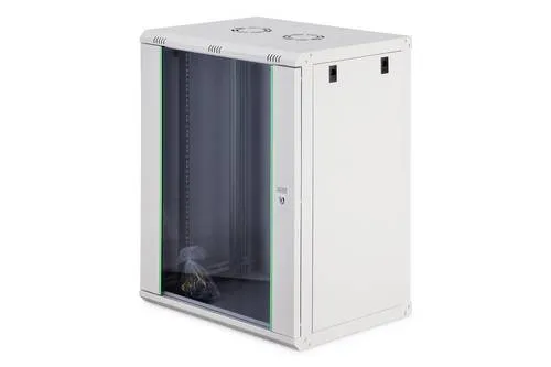 DIGITUS Netzwerkschrank - 19 Zoll Rack 16HE, robustes Stahlblech mit 60kg Traglast und abschließbarer Sicherheitsglastür für optimale Netzwerksicherheit