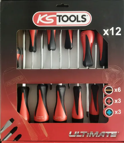 KS TOOLS 12-teiliges Schraubendreher-Set - Schraubenzieher Set mit 12 verschiedenen Werkzeugen, ideal für präzise Arbeiten und vielseitige Anwendungen in Haushalt und Werkstatt.