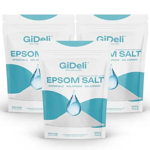 GiDeli Epsom Salz Badesalz Bittersalz 3x 5kg Reines Magnesiumsulfat heptahydrat Pharmaqualität (15kg)