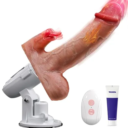 Tagnaff Dildo Vibrator, 8 Stoßfunktion Lecken Vibration für Frauen, Tragbar Sexmaschine Vibratoren, Heizung Sex Spielzeug für die Frau, Vibratorensets für Frauen Klitoris, Anal Dildos Sexspielzeug