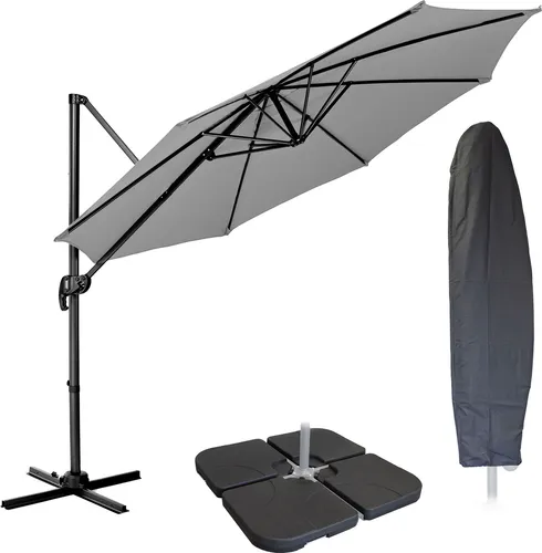 SVITA Ampelschirm 3m mit Abdeckhaube und Gewichten - Stabil und Flexibel - SVITA Ampelschirm 3m für Garten und Terrasse. Mit 360° Drehfunktion und stufenloser Höhenverstellung passt er sich optimal an. Inklusive Abdeckhaube und stabilen Gewichten für sicheren Stand.