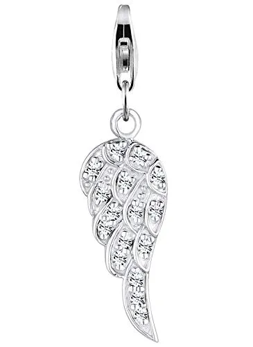 Nenalina Engelsflügel Karabiner Charm Anhänger aus 925 Sterling Silber - Eleganter Charm-Anhänger aus 925er Sterlingsilber mit Karabinerverschluss, ideal für individuelle Bettelarmbänder und Ketten. Perfektes Geschenk für besondere Anlässe.