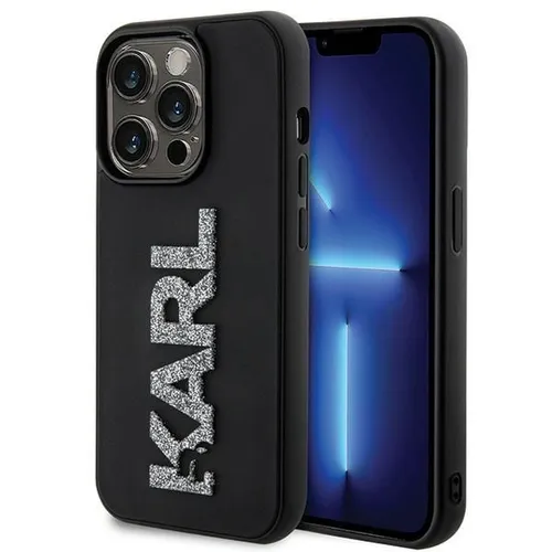 Karl Lagerfeld KLHCP15X3DMBKCK iPhone 15 Pro Max Hardcase - Stylische 3D Rubber Glitter Logo Hülle für iPhone 15 Pro Max, bietet optimalen Schutz und verleiht deinem Smartphone einen besonderen Look.