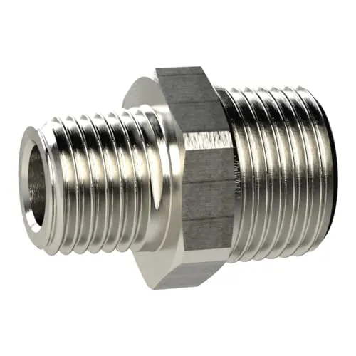 Riegler 134786 Doppelgewindenippel, R 1/4 o., R 3/8 o., Messing vernickelt