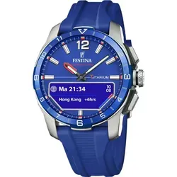 Festina Connected Titanium Herrenuhr - Blau - Smartwatch für Herren mit Titan-Gehäuse und Saphirglas, bietet Bluetooth-Funktionalität, Herzfrequenzüberwachung und verschiedene Sportmodi für einen aktiven Lebensstil.