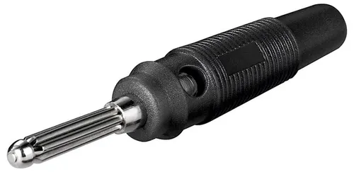 Bananen-Laborstecker schwarz mit Querloch 4 mm - trittfest, ideal für hochwertige HiFi-Verbindungen