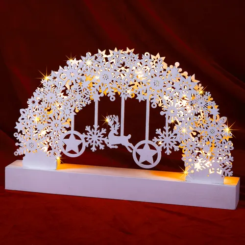 monzana LED Schwibbogen - Schwibbögen aus Holz mit warmweißen LEDs, batteriebetrieben und flexibel aufstellbar. Schaffe eine magische Weihnachtsatmosphäre mit liebevollen Handarbeitsverzierungen!