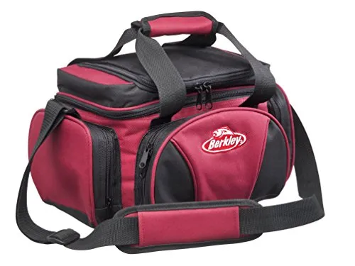Berkley Unisex – Erwachsene System Bag, Black/Red - Angeltasche aus robustem 600D Nylongewebe mit verstellbarem Komfortgurt und Kühlersegment für optimale Aufbewahrung und Transport deiner Angelausrüstung.