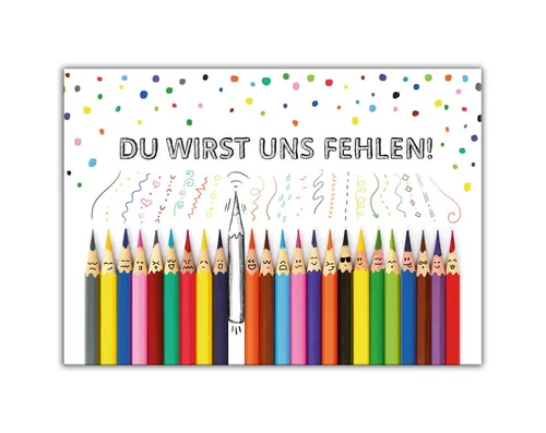 JUNAPACK Abschiedskarte mit Umschlag XXL A4 lustige Klappkarte Jobwechsel Kündigung Kollegen, Witzige A4-Klappkarte mit UV-Lack, viel Platz und passendem Umschlag