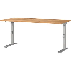 Germania Schreibtisch Mailand - Höhenverstellbar in Eiche - Kinderschreibtisch mit manuell höhenverstellbarem Click-System, ideal für ergonomisches Arbeiten. Belastbar bis 80 kg, strapazierfähige Melaminharzoberfläche.