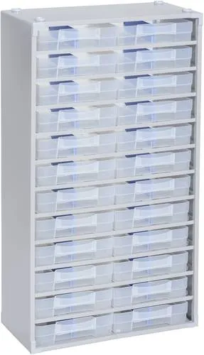 Allit Kleinteilmagazin VarioPlus ProM 57/48 - Robustes Metallmagazin in Industriequalität, ideal zur organisierten Aufbewahrung von Kleinteilen in Werkstatt und Haushalt. Flexibel durch Trennstege für individuelle Bestückung.