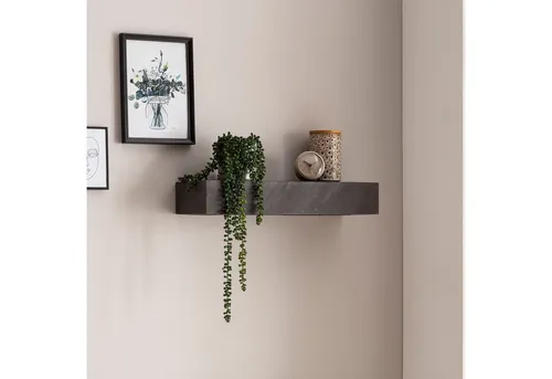 FINEBUY Wandregal FB55697, Modernes Hängeregal aus Mango Massivholz - Wandregal in Steinoptik, 60x10x20 cm, ideal für stilvolle Akzente in jedem Raum und aus hochwertigem Mango-Holz gefertigt.