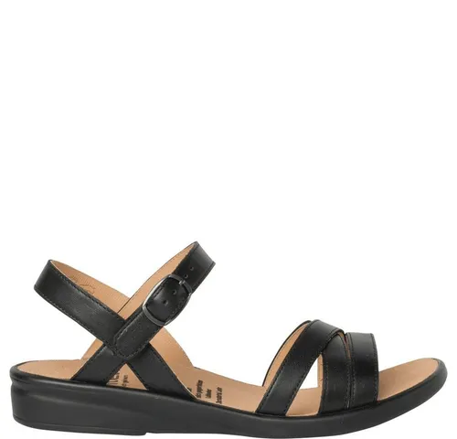 Ganter Sandale Sonnica, Schwarz, 31⁄2 - Wanderschuhe für Damen, luftige Sandale aus schwarzem Glattleder mit überkreuzten Riemen und einem komfortablen Lederfußbett für besten Laufkomfort.