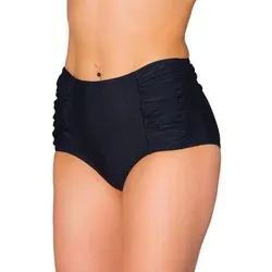 Aquarti Bikini-Hose Aquarti Damen Bikinihose mit Hoher Taille und Raffung schwarz 50