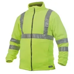 DASSY® Kaluga Warnschutz Fleecejacke 4XL NEONGELB - Funktionsjacke mit elastischen Ärmelbündchen und verstellbarem Bund, ausgestattet mit 50 mm Reflexstreifen für optimale Sichtbarkeit und Sicherheit bei der Arbeit.