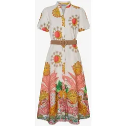 MORE&MORE Cocktailkleid - Elegantes Midi-Dress von MORE & MORE mit lebhaftem Allover-Print. Der lockere Schnitt und die durchgehende Knopfleiste sorgen für einen entspannten Look. Perfekt für sonnige Tage, bringt es Exotik und Stil in Ihre Garderobe.
