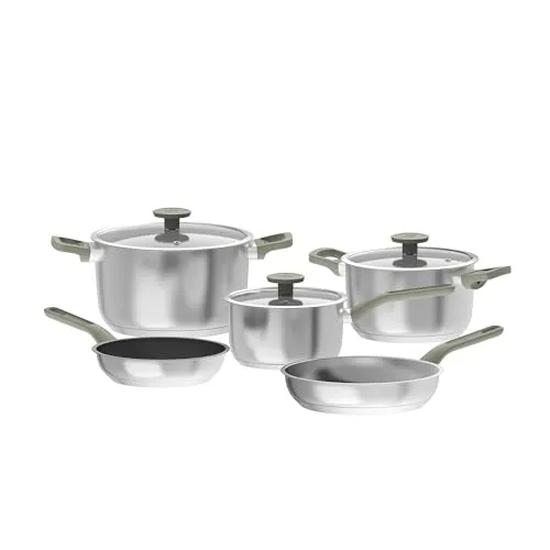 Berghoff - Bolt Kochgeschirr 8-teilig - Topf- & Pfannensets, gesundes Kochen mit ungiftiger CeraGreen Keramikbeschichtung, ideal für fettfreies Kochen und gleichmäßige Wärmeverteilung.
