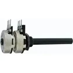 Potentiometer 1K Stereo Logarithmisch 20mm Ø, 6mm Achse für Leiterplattenmontage ohne Schalter