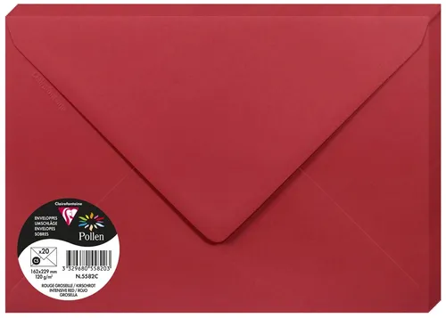 Pollen by Clairefontaine Briefumschlag C5 kirschrot 120 g/qm 20 Briefumschläge