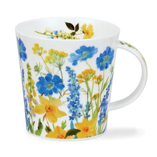 Dunoon Becher Cairngorm - Cottage Border - Blue - Becher aus Fine Bone China, hitzebeständig und ideal für Teeliebhaber mit floralem Design. Perfekt für ein gemütliches Teestündchen!