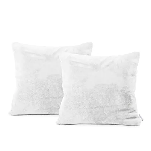 DecoKing 2tlg 2 Kissenbezüge 45x45 cm Mikrofaser Reißverschluss Fleece Kissenhüllen weiß Mic