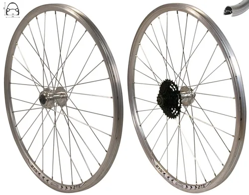 REDONDO 27,5 Zoll Laufrad Set VR HR Disc Felge Silber + 9 fach Shimano Kassette