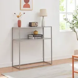 Konsolentisch Kuhmo Hellgrau Metalltischplatte [en.casa]