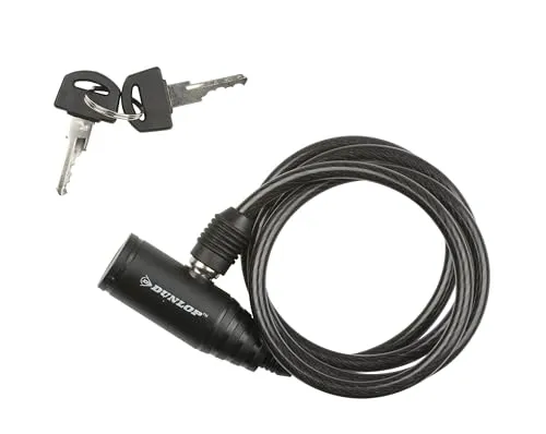 Dunlop Spiralschloss - Fahrradschloss - 8 x 1500 MM - Inkl. 2 Schlüssel - Schloss - Kabelschloss - Schloss für das Fahrrad - Schwarz