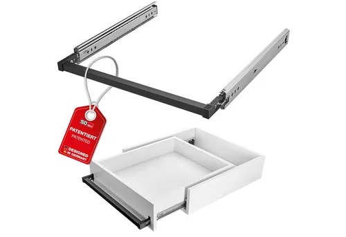 SO-TECH® Auszug VarioSlide bis 100 kg - Einhändig bedienbar mit Verriegelung - Robuste Schubladenschienen für bis zu 100 kg. Einfache Montage und einhändige Bedienung bieten maximalen Komfort und Stabilität. Ideal für Schubladen bis 600 mm Breite.