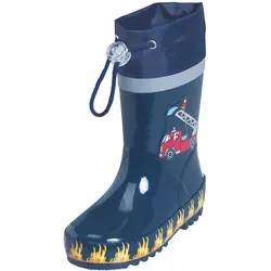 Playshoes Kinder Gummistiefel aus Naturkautschuk Feuerwehr - Wasserdichte Gummistiefel für Kinder, mit Reflektoren für zusätzliche Sichtbarkeit und leicht verschließbar durch Zugband – perfekt für verregnete Tage!