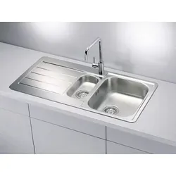 VBChome Edelstahl Einbauspüle 980 x 500 mm mit Hahnloch - Hochwertige Küchenspüle aus rostfreiem Edelstahl, kratzunempfindliche Leinenstruktur, ideal für Unterschränke ab 60 cm Breite, inklusive Ablaufgarnitur.