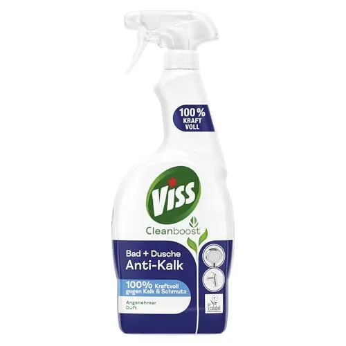 Viss Cleanboost Reiniger Spray Bad+Dusche Anti-Kalk Reinigungsmittel für strahlenden Glanz wirkt 100% kraftvoll gegen Kalk und Schmutz 750 ml