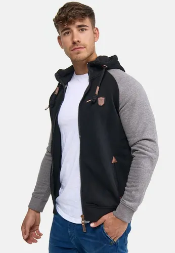 Indicode Sweatjacke Arbutus - Sportliche Zip-Hoodie-Jacke mit kontrastfarbenen Raglanärmeln, ideal für lässige Freizeitlooks und hohen Tragekomfort dank weichem Sweat-Material.