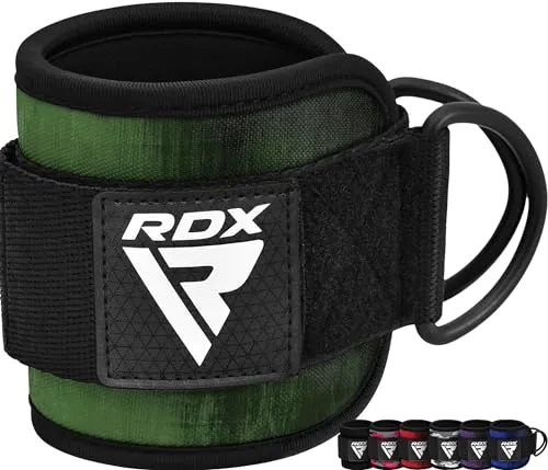 RDX Fußschlaufen Kabelzug Gepolstert, 7MM Neoprenstütze 10”x4”, Ankle Straps, Handgelenk wickelt Mit 2 D-Ring für Cable Machine Fitness Training Fußmanschetten Gym Gesäß Beintraining, Frauen Männer